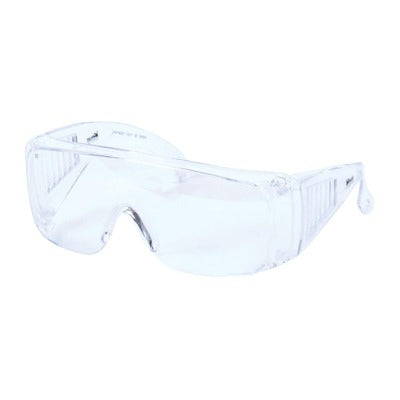 EYEWEAR COVERING SAFETY GLASSES CLEAR FRAME CLEAR LENS ONE SIZE FITS ALL