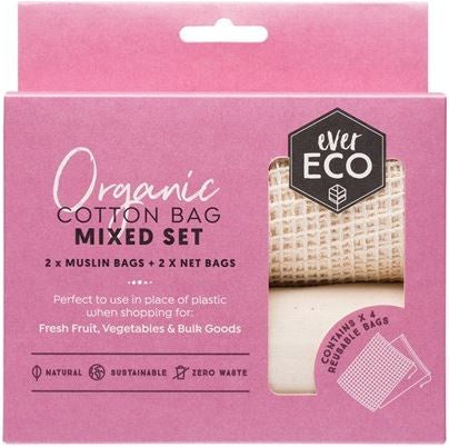 Ever Eco Reusable Produce Bags Organic Cotton Mixed Set 4