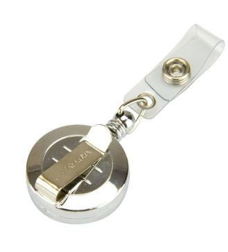 ID Badge Reel with ID Card Strap, Belt Clip Silver