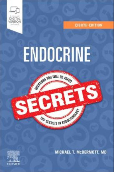 Book cover of 'Endocrine Secrets' with a blue background and red label.