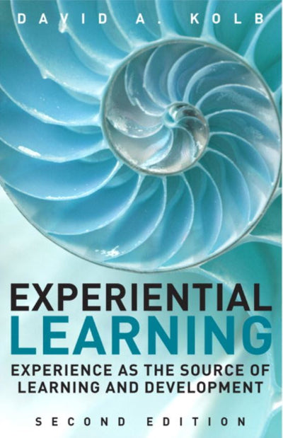 Book cover of 'Experiential Learning' with a nautilus shell design on a blue background.