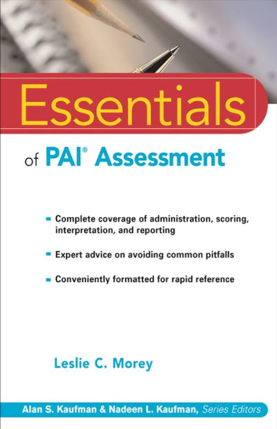 Book cover of 'Essentials of PAI Assessment' with a pen and paper in the background