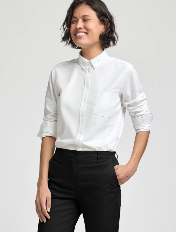WOMENS SMITH OXFORD SHIRT WHITE LONG SLEEVE