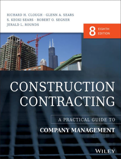 Book cover of 'Construction Contracting' with a cityscape background