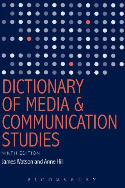 Book cover of 'Dictionary of Media & Communication Studies' with a blue background and white text.