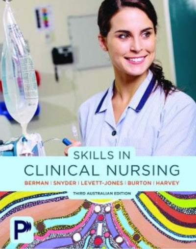 Book cover of 'Skills in Clinical Nursing' with a nurse holding an IV bag in a hospital setting.