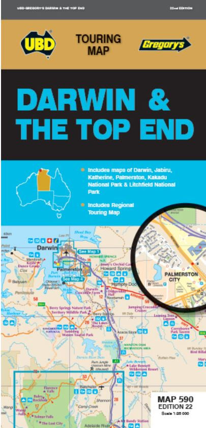 DARWIN &amp; THE TOP END MAP 590 22ND ED