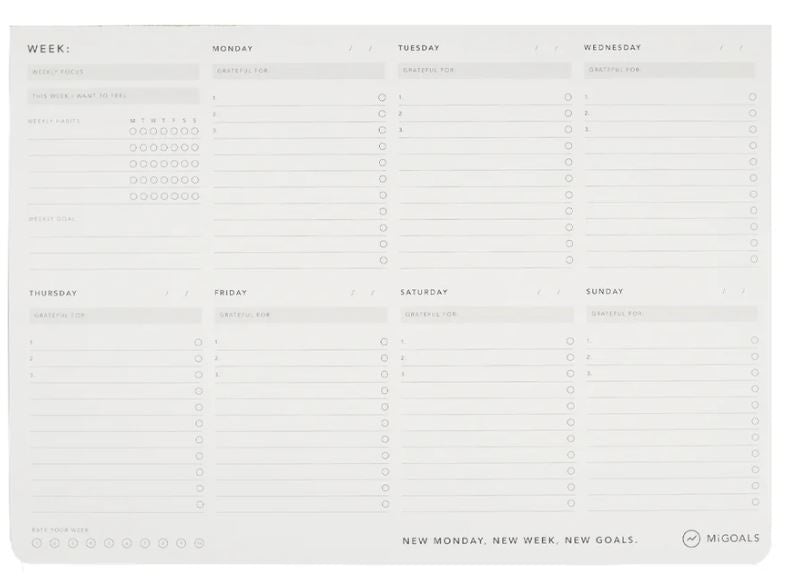 MiGoals - Weekly Desk Pad - A4 - White