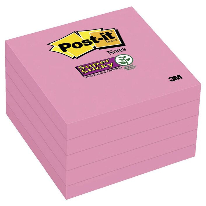 POST-IT SUPER STICKY SINGLE COLOUR PACKS 76 X 76MM NEON PINK