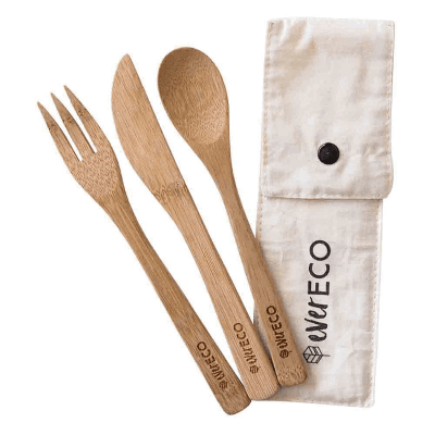 Ever Eco Bamboo Cutlery Set With Organic Cotton Pouch