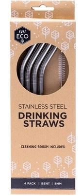 Ever Eco Stainless Steel Straws - Bent Includes Cleaning Brush 4