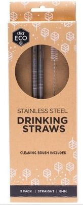 Ever Eco Stainless Steel Straws Straight Includes Brush 2-pack
