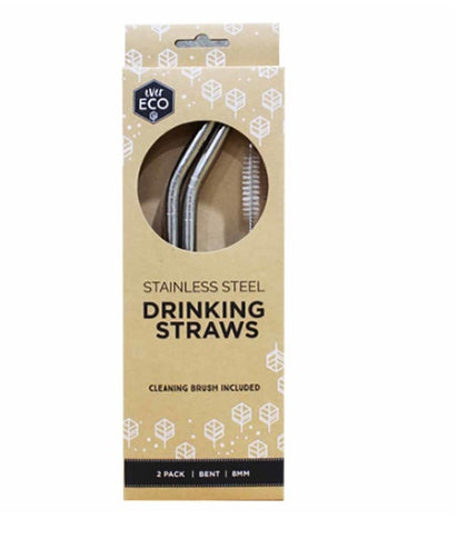 Ever Eco Stainless Steel Straws Bent - 2pack+brush