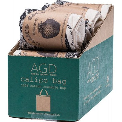 Apple Green Duck Reusable Shopping Bag Calico Mixed Gourmet Design
