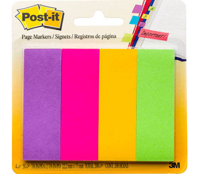 POST-IT 671-4AU PAPER PAGE MARKERS 23 X 73MM ASSORTED PACK 4
