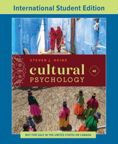 CULTURAL PSYCHOLOGY 4TH INTERNATIONAL STUDENT EDITION