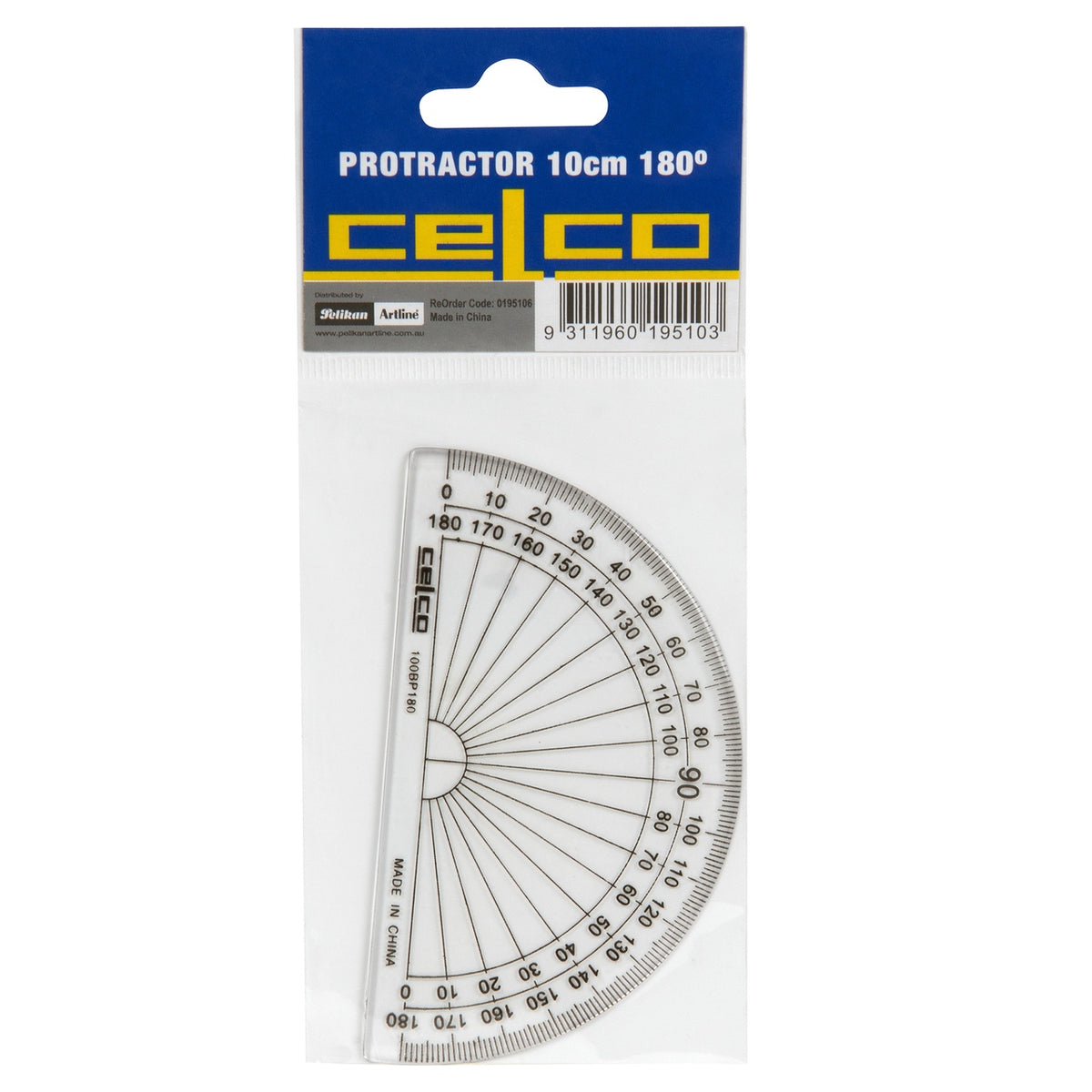 CELCO PROTRACTOR 180DEGREES 100MM