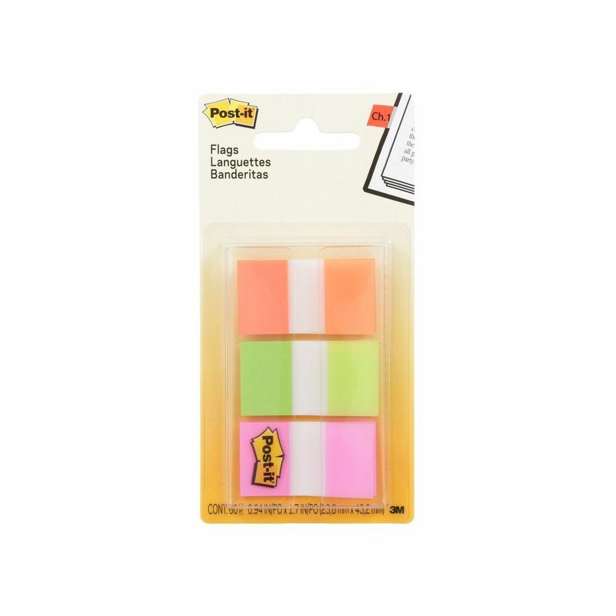 POST-IT 680-OLP INDEX FLAGS 25 X 44MM ASSORTED PACK 3