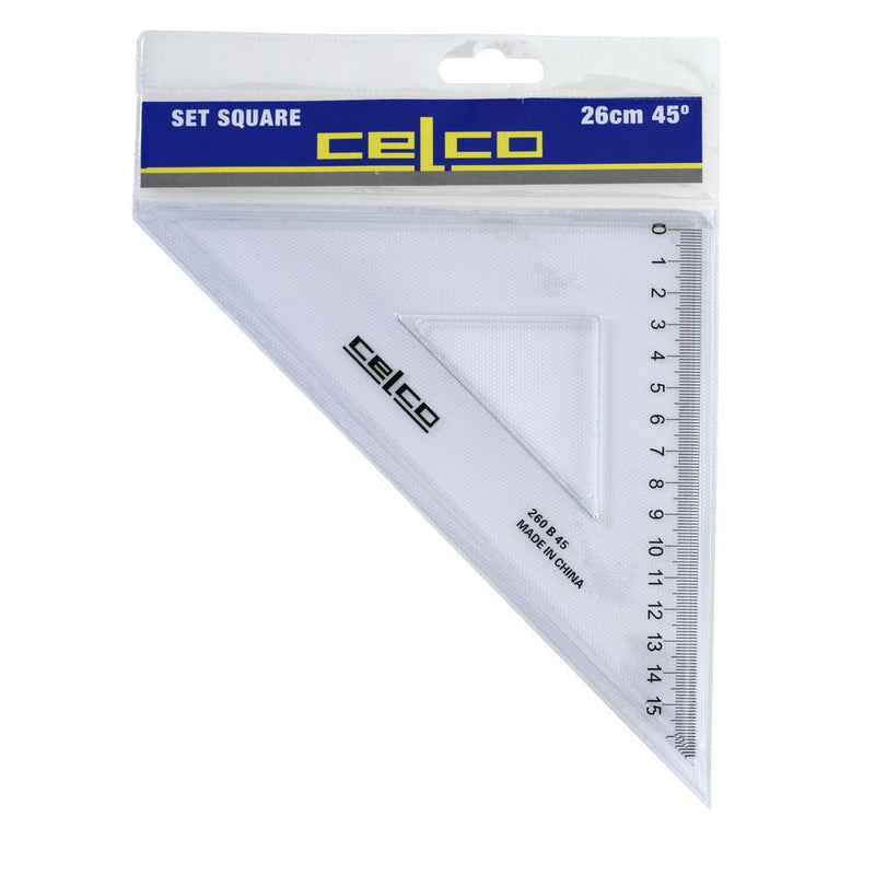 CELCO SET SQUARE TRIANGULAR RULER 26CM 45DEGREE