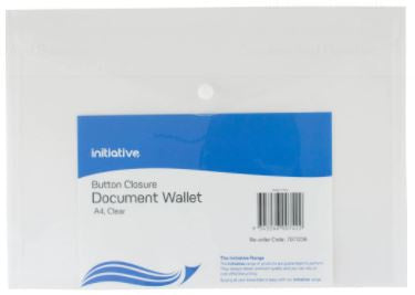 INITIATIVE DOCUMENT WALLET WITH BUTTON A4 CLEAR