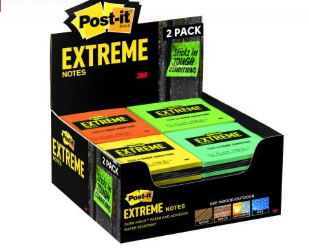 POST-IT EXTRM33-CNTRTP EXTREME NOTES 76 X 76MM ASSORTED PACK 2