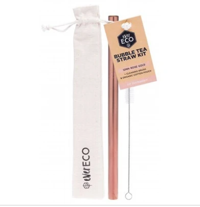 Ever Eco Bubble Tea Straw Kit - Straight Rose Gold + Cleaning Brush 1