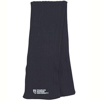 CDU CABLE KNIT SCARF - NAVY - Charles Darwin University Bookshop
